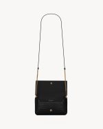 YSL Cassandre Phone Holder in Shiny Crocodile-Embossed Leather - Image 3